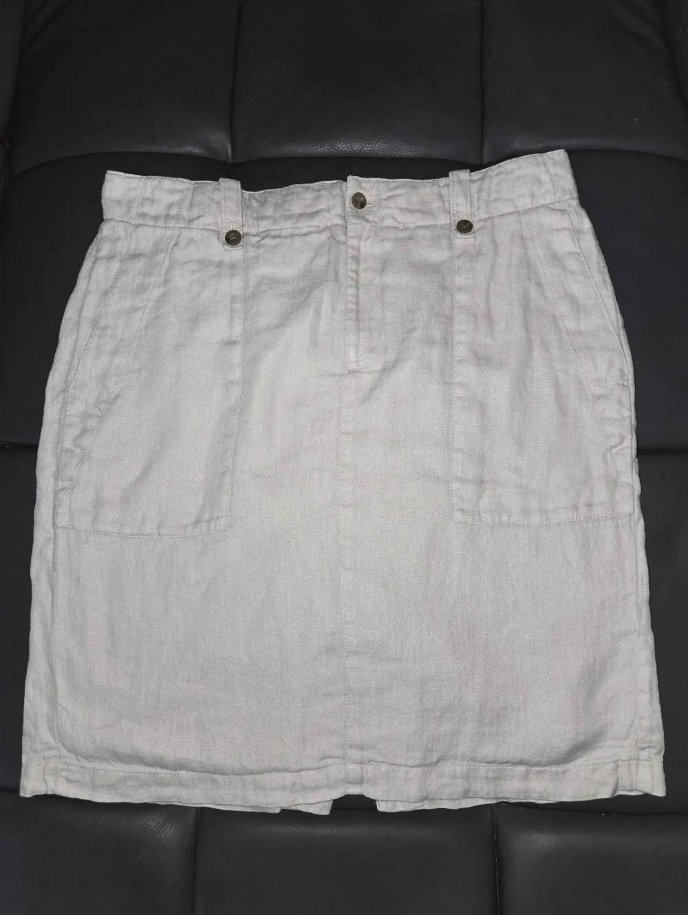 J Crew cream linen skirt pockets size 12